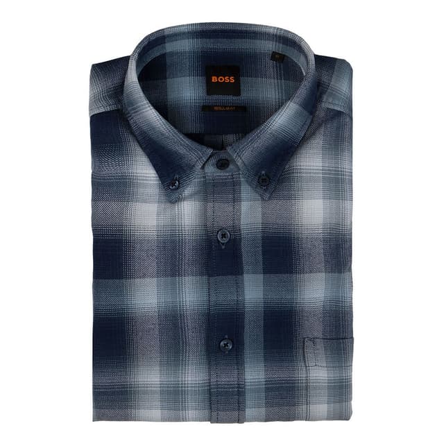 Мужская хлопковая рубашка в клетку BOSS Orange