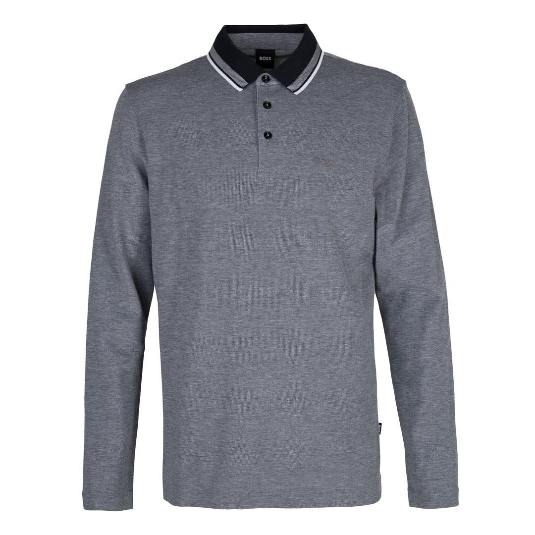 Мужское хлопковое поло с длинным рукавом BOSS Black | Фото 1