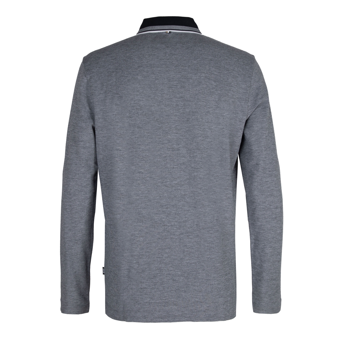 Мужское хлопковое поло с длинным рукавом BOSS Black | Фото 2