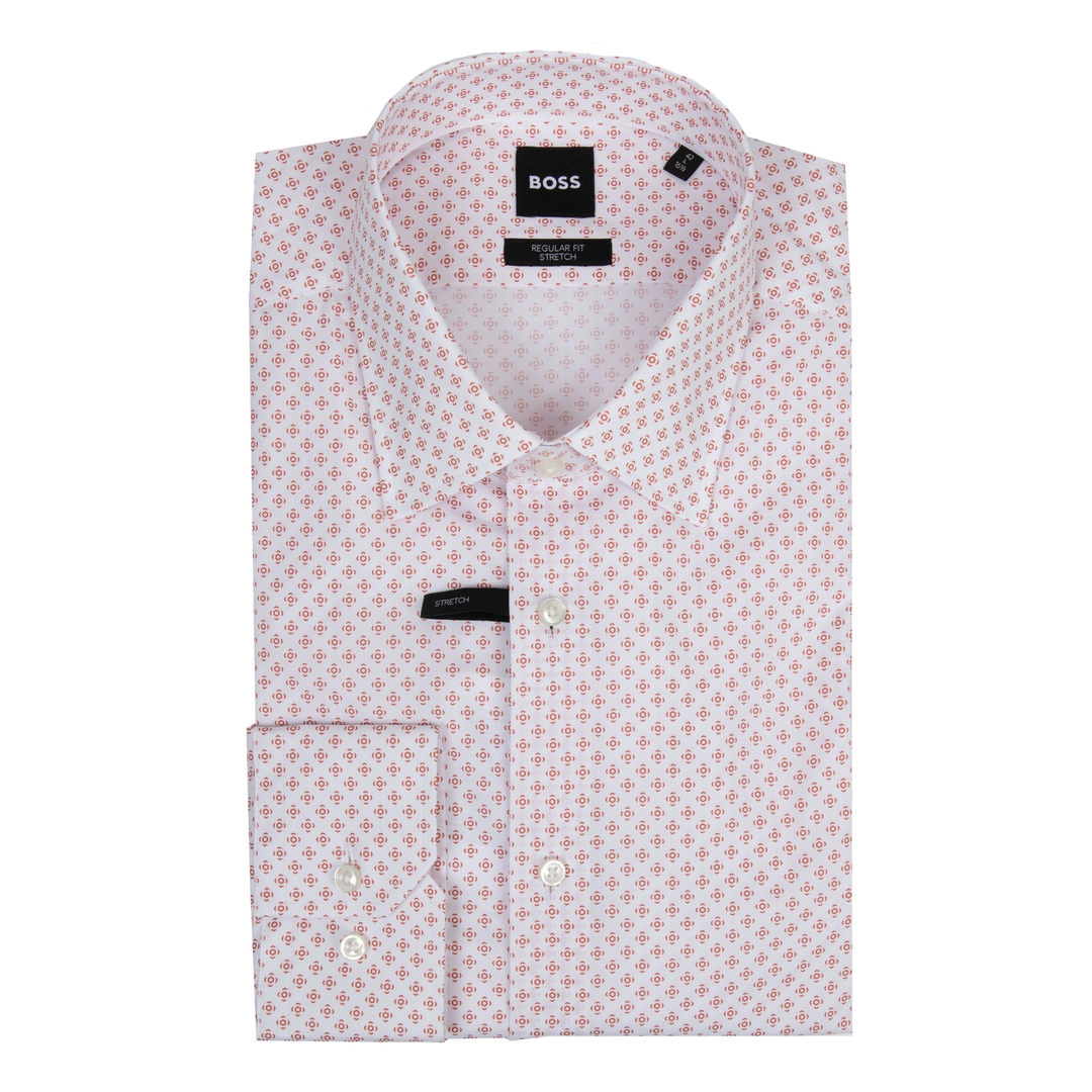 Мужская сорочка с геометрическим мелким принтом BOSS Black | Фото 1