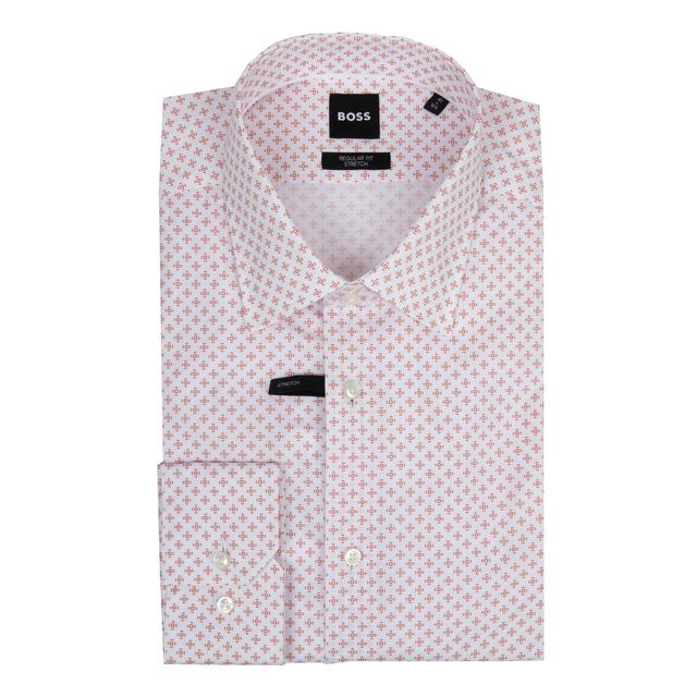 Мужская сорочка с геометрическим мелким принтом BOSS Black