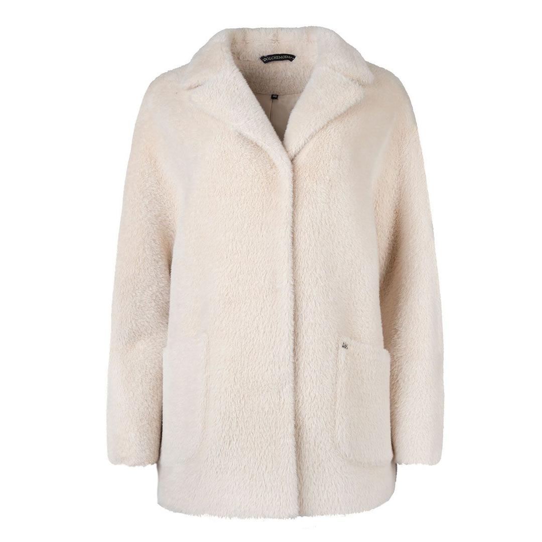 Женское короткое бежевое пальто Dolche Moda | Фото 1