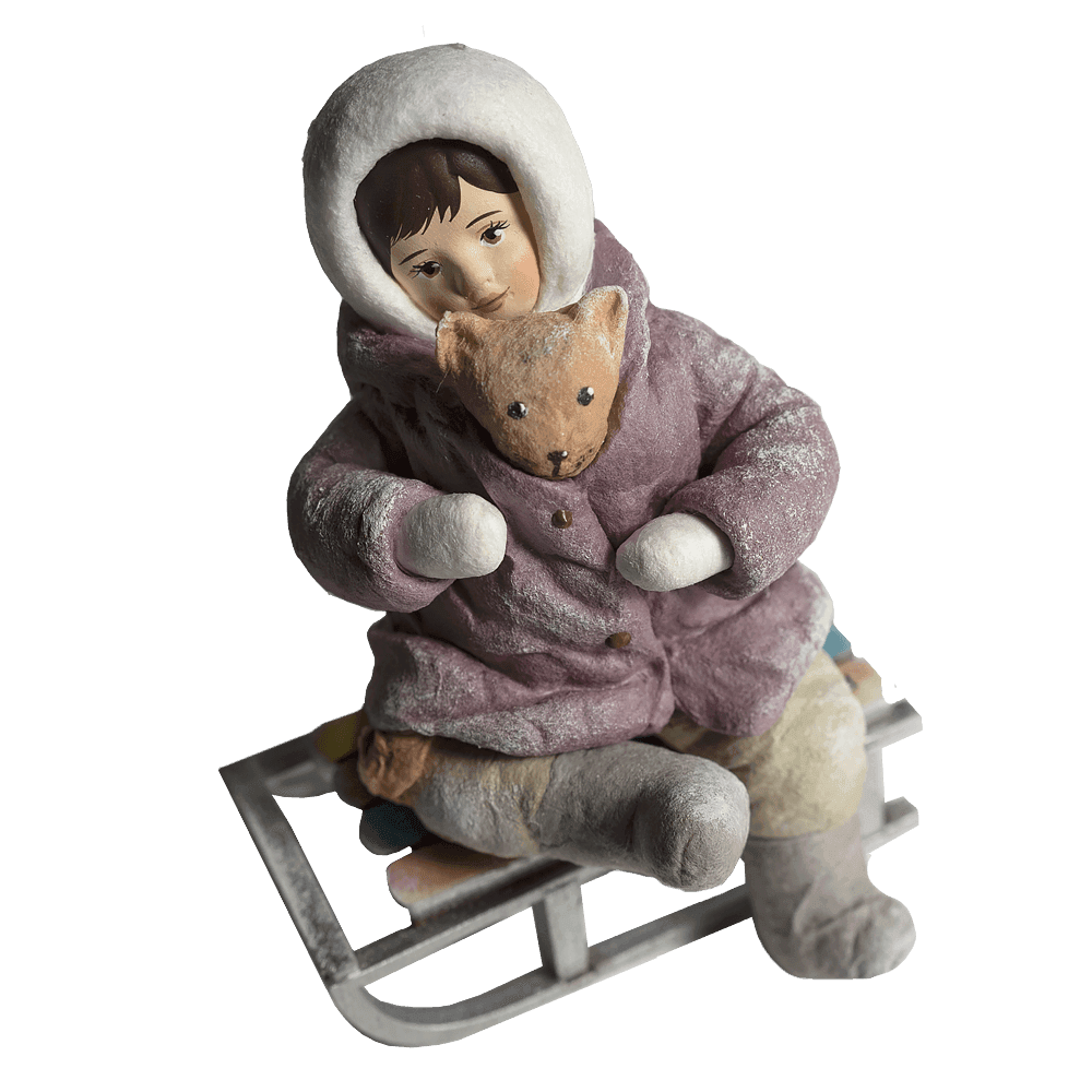 Ёлочная игрушка Девочка с котиком на санках Душистыя радости | Фото 1