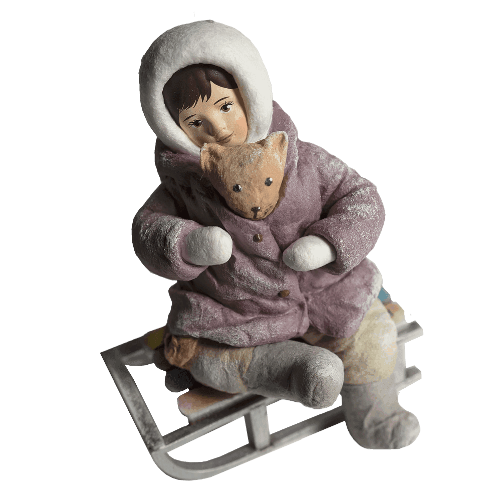 Ёлочная игрушка Девочка с котиком на санках Душистыя радости | Фото 1