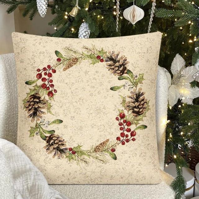 Подушка Еловый венок Снежинки
