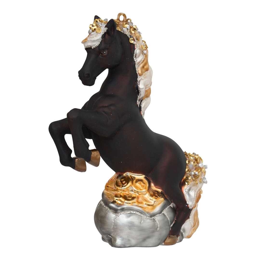 Ёлочная игрушка Лошадь Оникс с золотыми монетками Holiday Classics | Фото 1