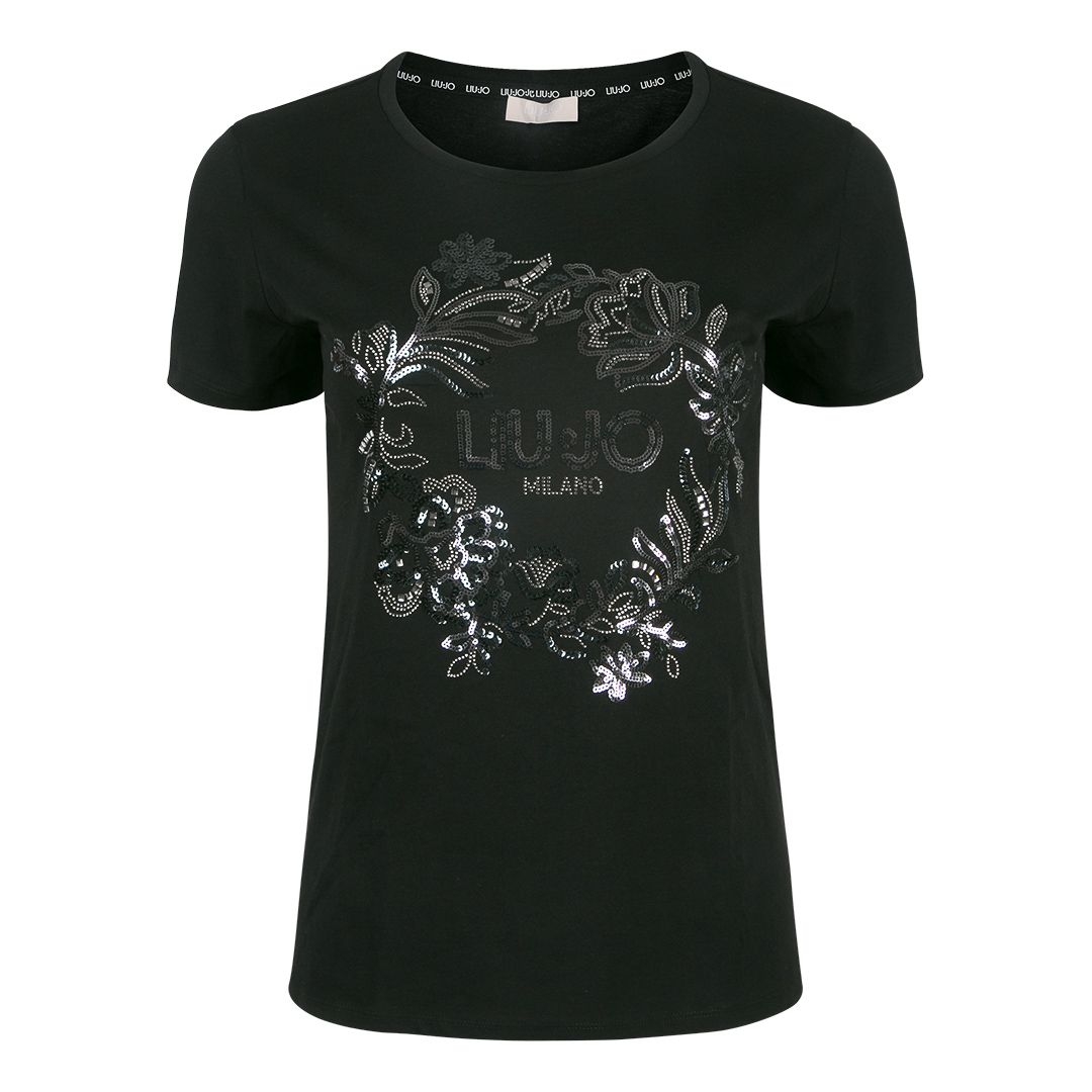Женская футболка с логотипом из пайеток Liu Jo | Фото 1