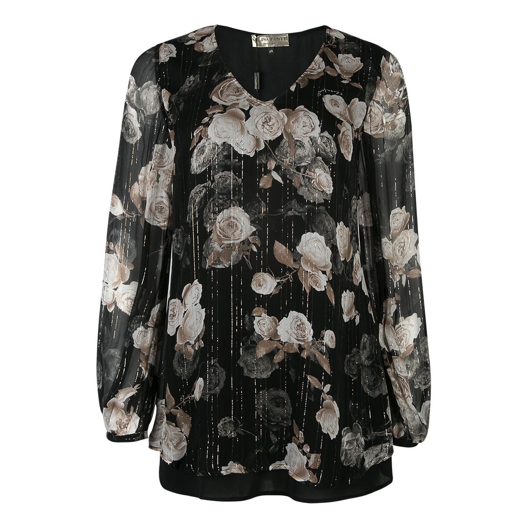 Женская блуза с цветочным принтом Elisa Fanti | Фото 1