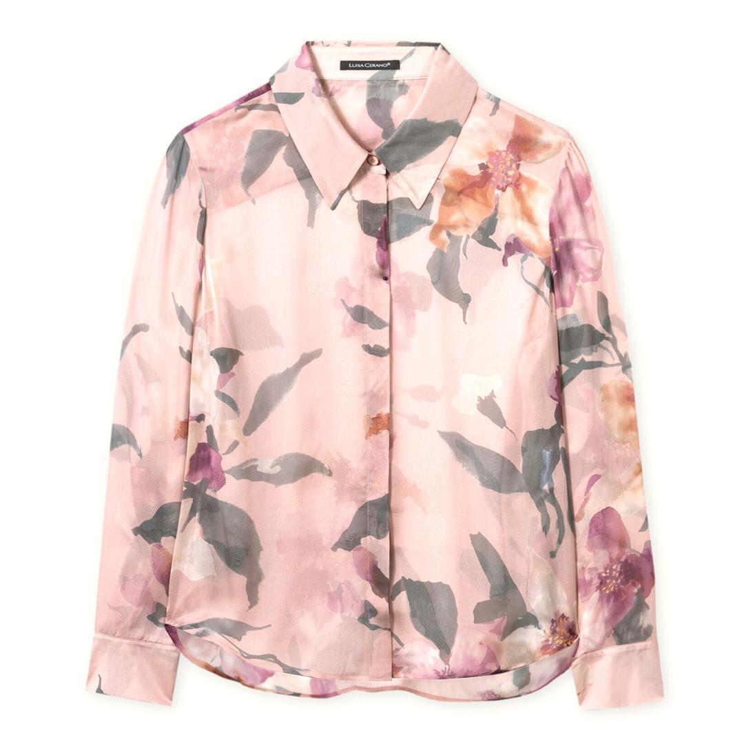 Шелковая блузка с цветочным принтом Luisa Cerano | Фото 1