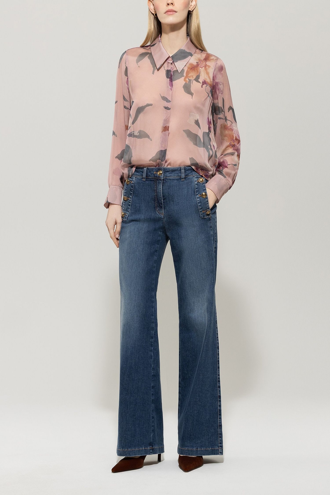 Шелковая блузка с цветочным принтом Luisa Cerano | Фото 3