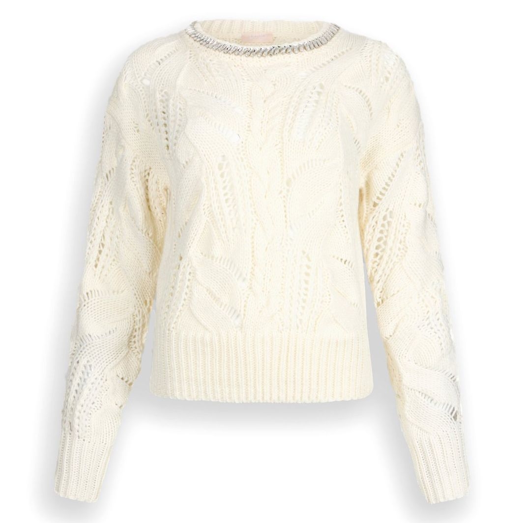 Женский ажурный джемпер с отделкой камнями Liu Jo | Фото 1