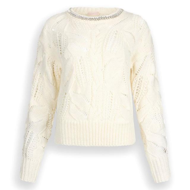 Женский ажурный джемпер с отделкой камнями Liu Jo