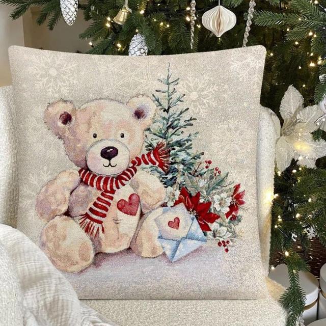 Подушка Мишка у елки письмо