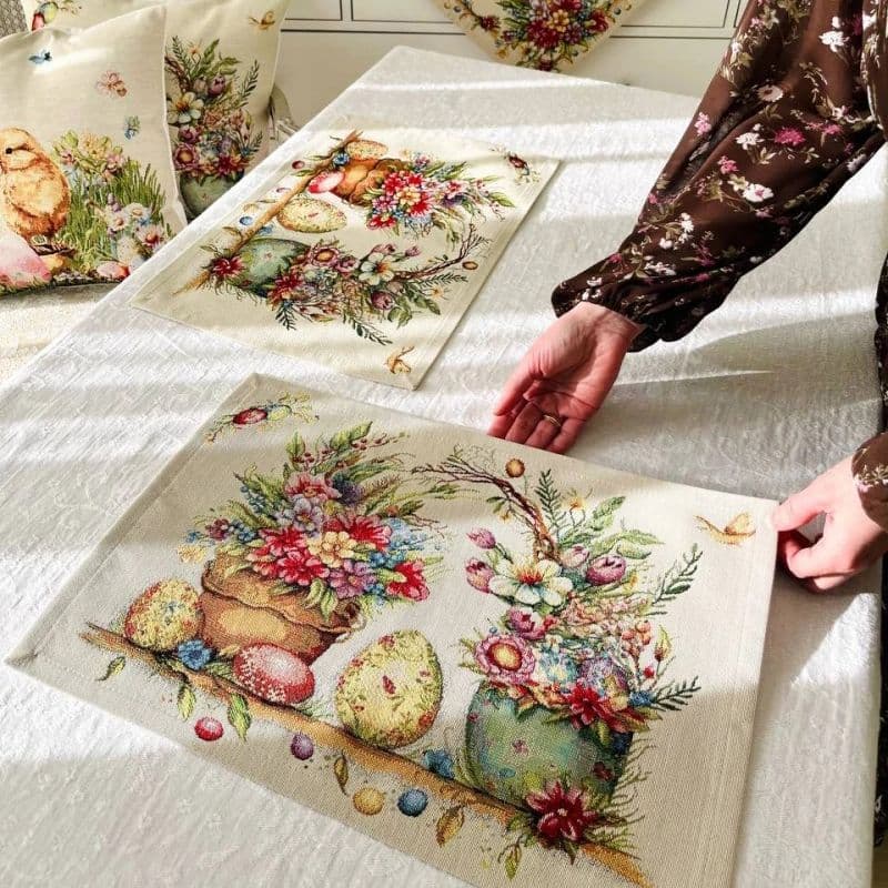 Скатерть, дорожка и салфетки Пасха букет | Фото 3