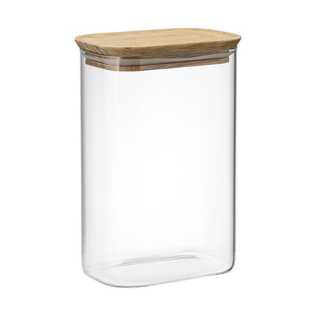 Банка прямоугольная с крышкой Smart Solutions Glass Acacia, 1300 мл