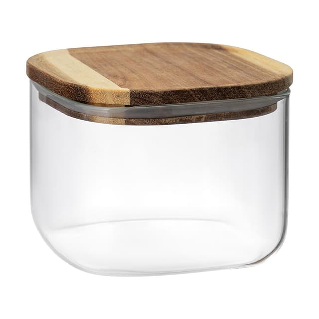 Банка квадратная с крышкой Smart Solutions Glass Acacia, 1000 мл