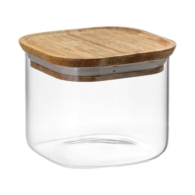 Банка квадратная с крышкой Smart Solutions Glass Acacia, 600 мл