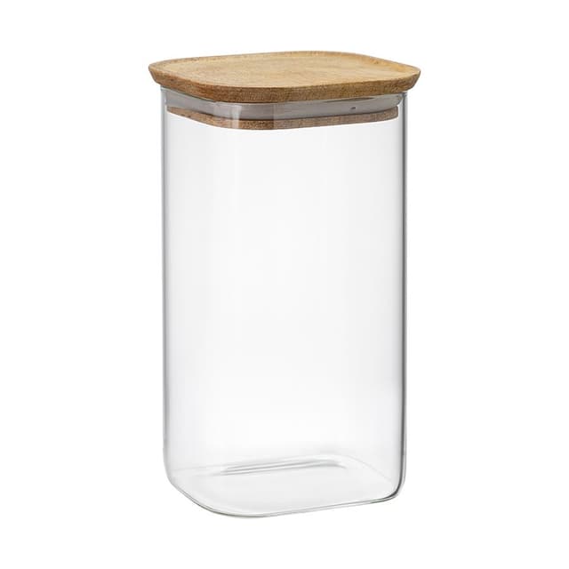 Банка квадратная с крышкой Smart Solutions Glass Acacia, 1400 мл