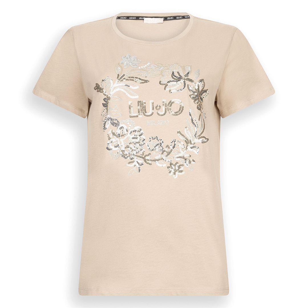 Женская футболка с логотипом из пайеток Liu Jo | Фото 1
