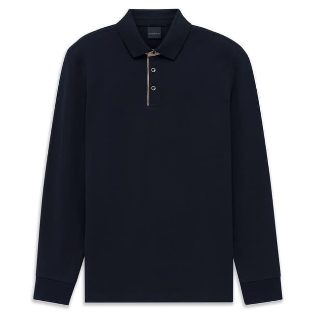 Мужское поло из хлопкового пике с длинными рукавами Bugatti