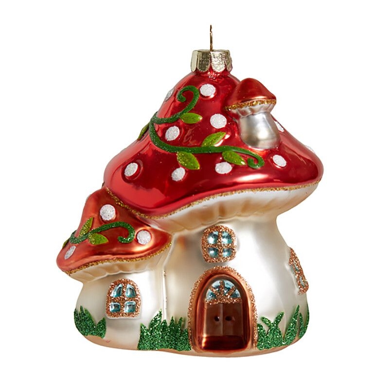Ёлочная игрушка Домик лесной Мухоморчики Holiday Classics | Фото 1