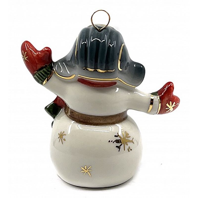 Ёлочная игрушка Снеговик в шапке Фарфоровая мануфактура | Фото 3