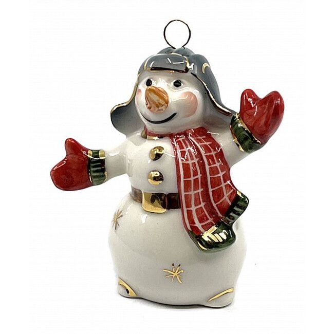Ёлочная игрушка Снеговик в шапке Фарфоровая мануфактура | Фото 2