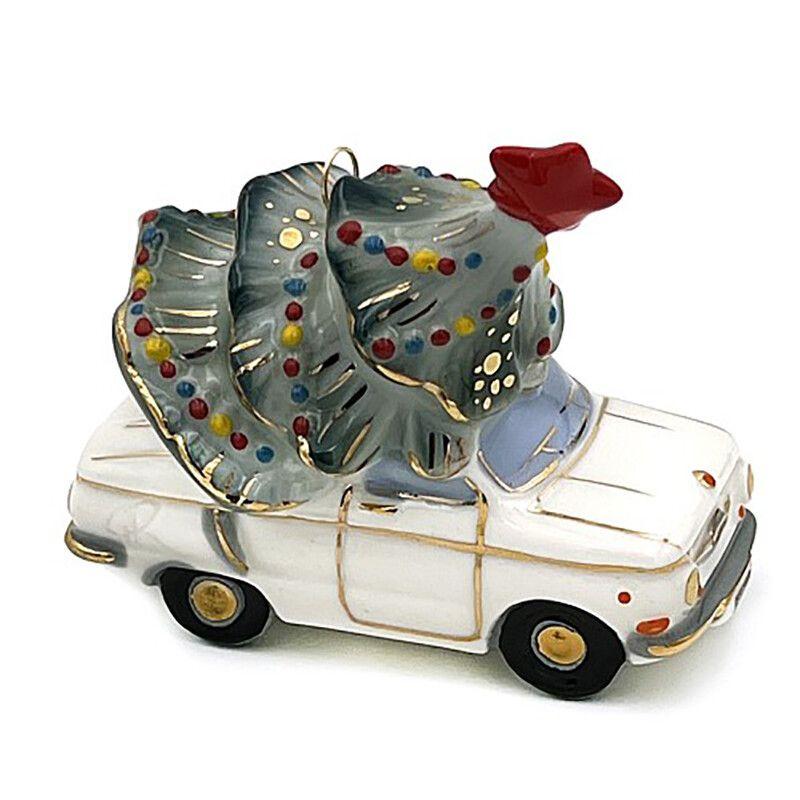 Ёлочная игрушка Машинка с елкой Фарфоровая мануфактура | Фото 3