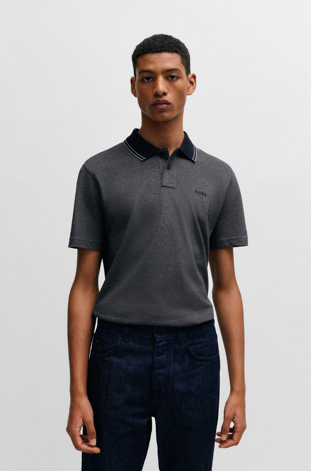 Мужское меланжевое поло из хлопка BOSS Orange | Фото 6