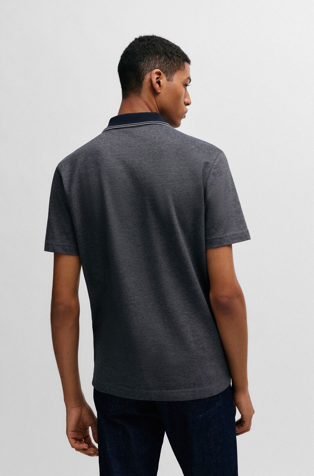 Мужское меланжевое поло из хлопка BOSS Orange | Фото 7