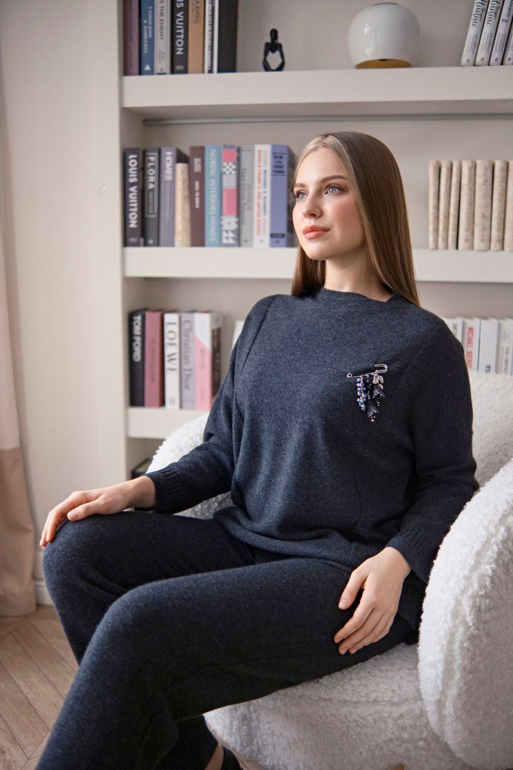 Женский кашемировый джемпер с брошью MIR CASHMERE | Фото 3
