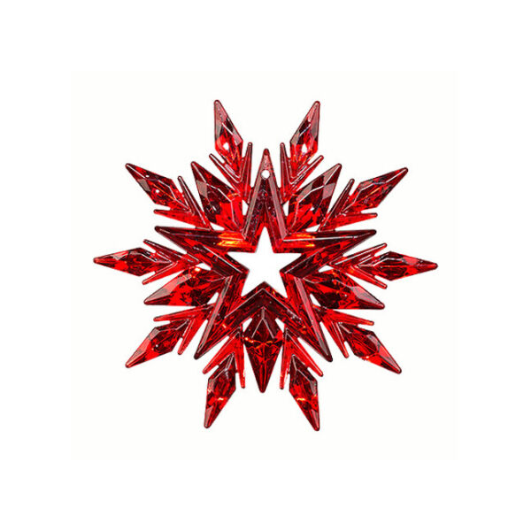 Новогоднее украшение Снежинка-звездочка двусторонняя, красная/серебряная, 11,5*11 см.
