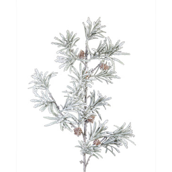 Новогоднее украшение Ветка пихты с шишками заснеженная, белый, 86 см