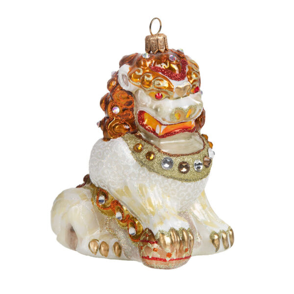 Ёлочная игрушка Девятый сын Дракона – китайский лев, Komozja Family, белый/золотой