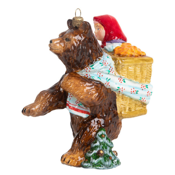 Ёлочная игрушка Машенька и Медведь, Komozja Family, коричневый/красный