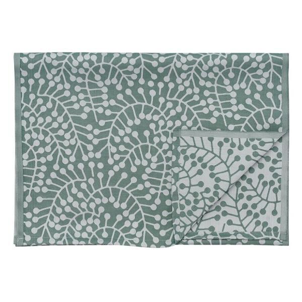 Дорожка на стол Scandinavian touch, зеленый с жаккардовым рисунком “Спелая смородина”, Tkano