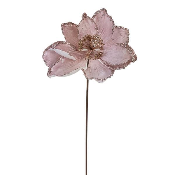 Новогоднее украшение Магнолия, розовый, 50 см