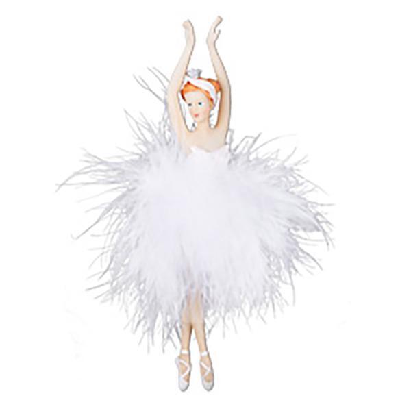 Ёлочная игрушка Балерина Лебединое озеро руки вверх, Holiday Classics, белый