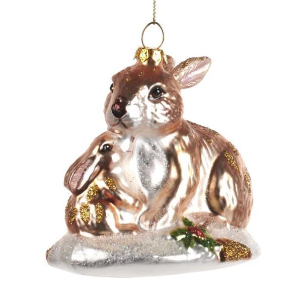 Ёлочная игрушка – символ года Заяц с зайчонком, Goodwill, шампань, 10 см