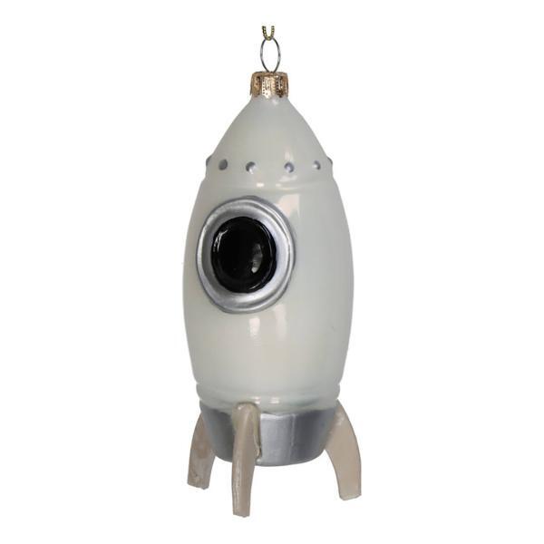 Ёлочная игрушка Космический корабль, Kersten, белый, 13 см